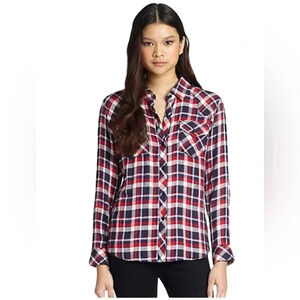 RAILS | Kendra Button Down Shirt in Red Navy White | Plaid Fall Flannel | Size S